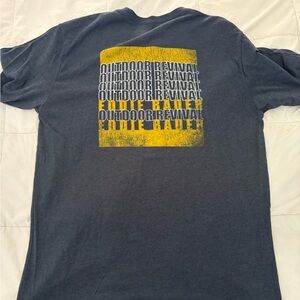 Eddie Bauer Men's Navy and Yellow Graphic Tee